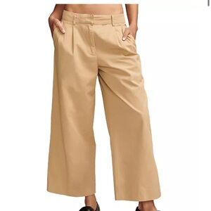 Lucky Brand wide leg pleated crop khakis